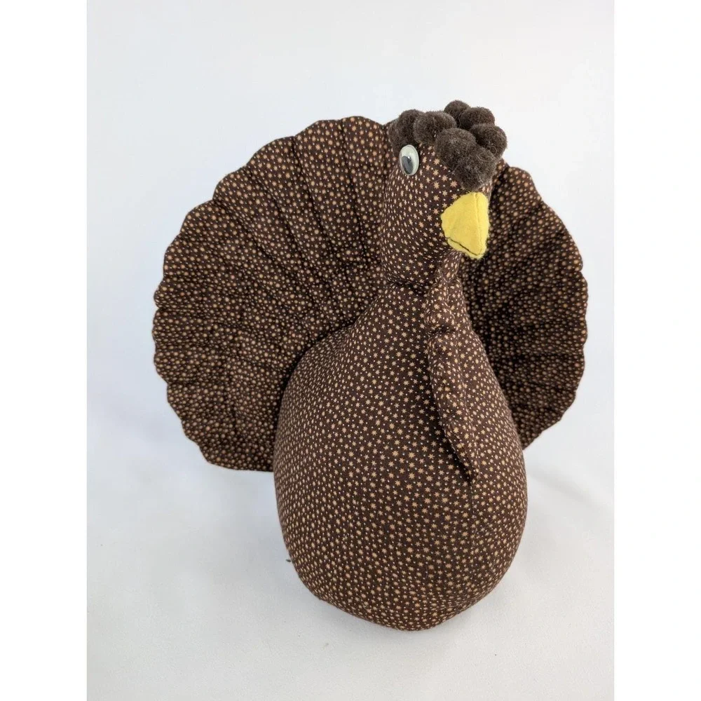 Vtg Handmade Quilted Judgy Chicken Bird Hen Turkey Weighted Doorstop Cottagecore